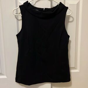 Talbots black sleeveless top with fold over neck, medium petite, NWT